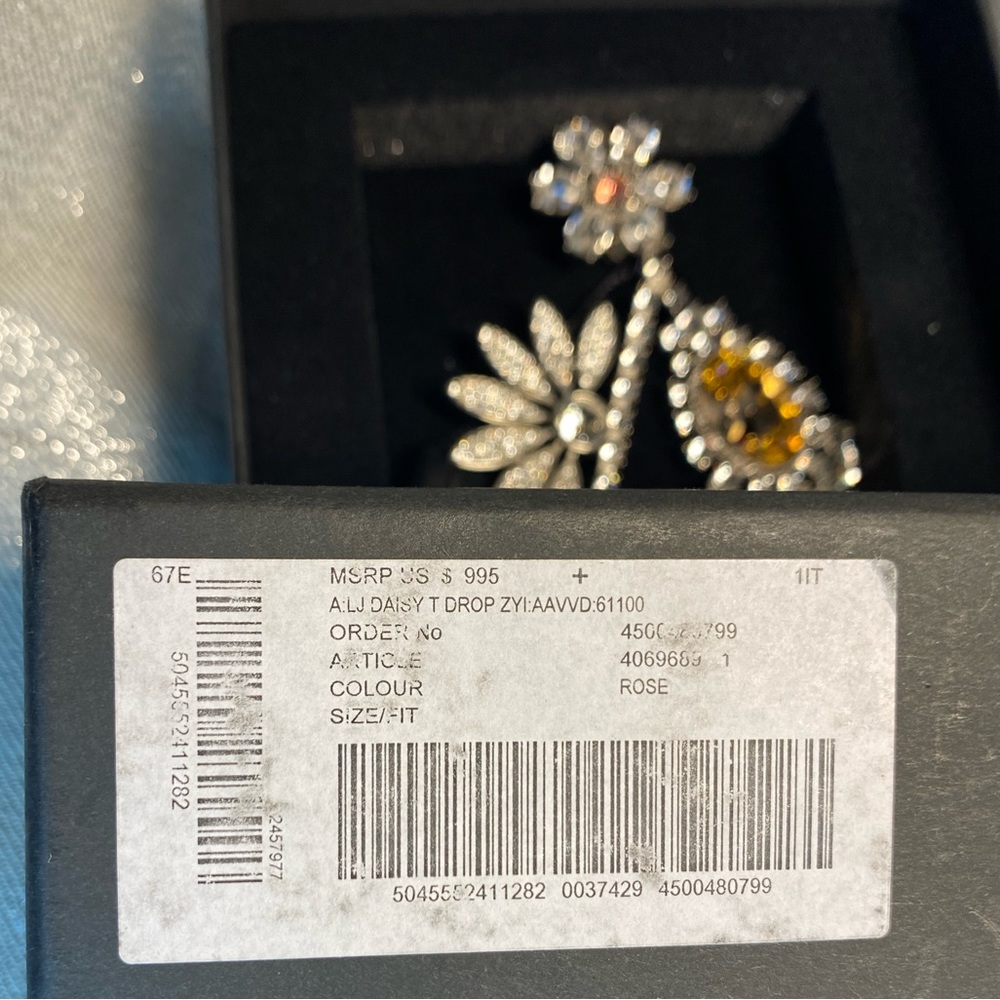 BURBERRY LJ🌼DAISY T Drop Earring🔥Asymmetrical LOOK🌼Retail $995🔥NWT/Box🎁ROSE - Picture 13 of 17